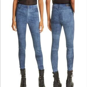 RtA Madrid Denim Look Lamb Leather Skinny Pants Womens Size 26 NEW